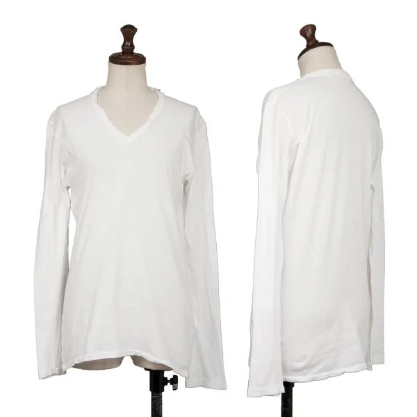 45rpm 45R Cotton Cutting Mesh Design V-neck T-shirt White 3 K-145062_001