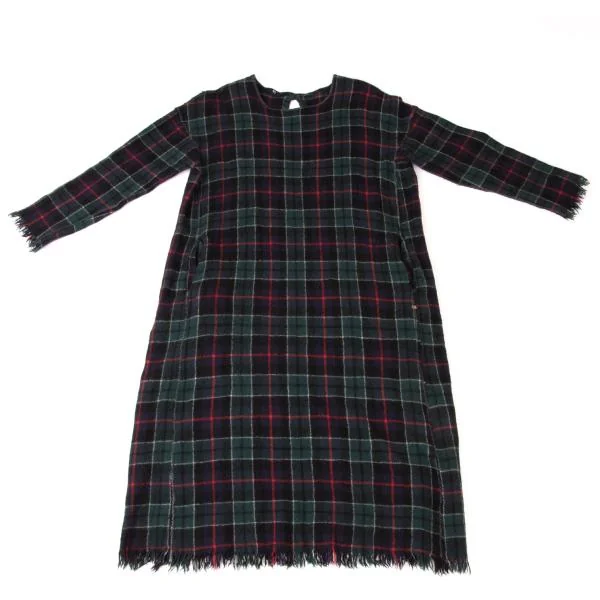 45rpm 45R Wool Fringe Design Check Knit Dress K-145064_002