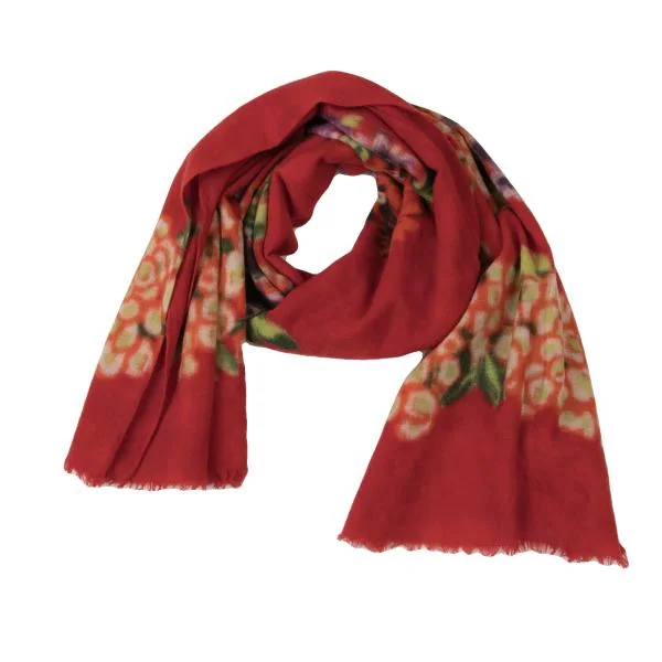 45rpm 45R Floral Printed Fringe stole Red  K-145069_001