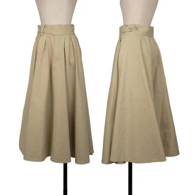 SINME Tuck Belted Flare Skirt