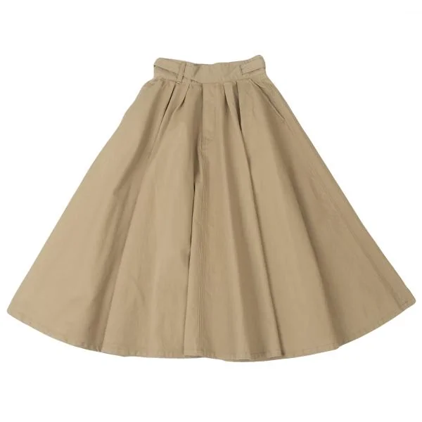 SINME Tuck Belted Flare Skirt K-145088_002