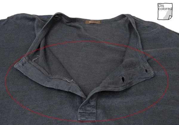 ワイズフォーメンY's for men リネンヘンリーネック半袖Tシャツ 紺M位