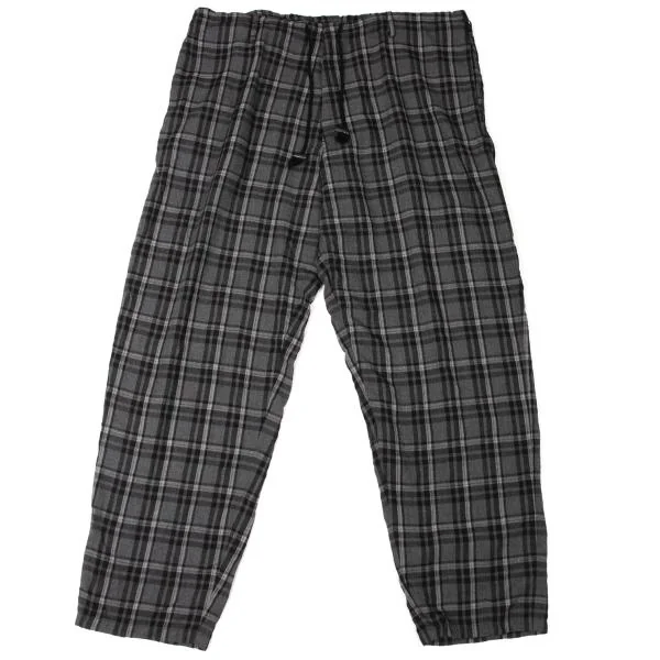 ワイズフォーメンY's for men レーヨンチェックドロストワイドパンツ 黒チャコールグレーM位 K-145154_001