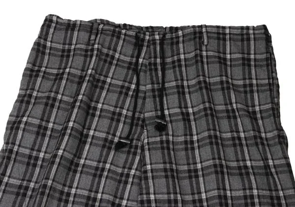 ワイズフォーメンY's for men レーヨンチェックドロストワイドパンツ 黒チャコールグレーM位 K-145154_002
