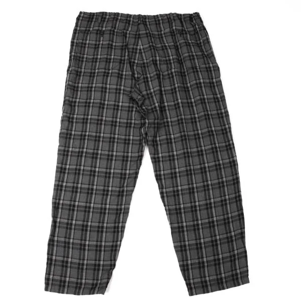 ワイズフォーメンY's for men レーヨンチェックドロストワイドパンツ 黒チャコールグレーM位 K-145154_010