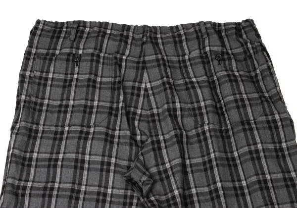 Y's ワイズ 2020AW PRE ほつれ加工 グレンチェックワイドパンツ 黒 Y's ワイズ 2020AW PRE ほつれ加工 グレンチェックワイドパンツ