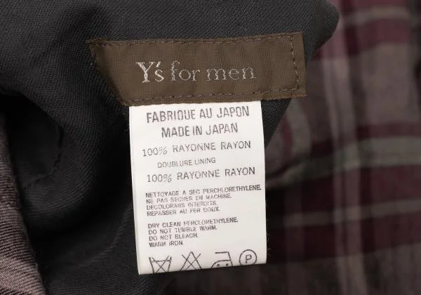 Y's for men Rayon Check Drawstring Wide Pants K-145155_016