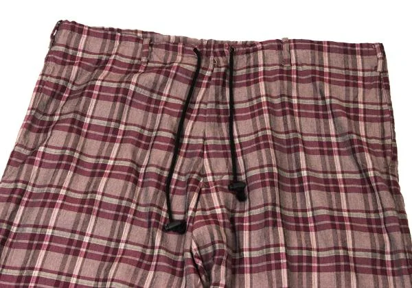Y's for men Rayon Check Drawstring Wide Pants K-145155_002