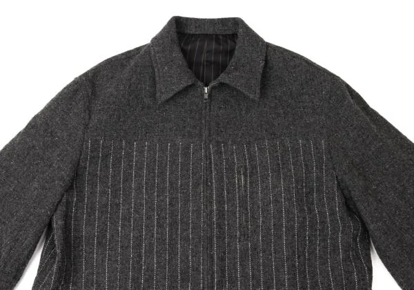 ワイズフォーメンY's for men ウールストライプステッチジップ