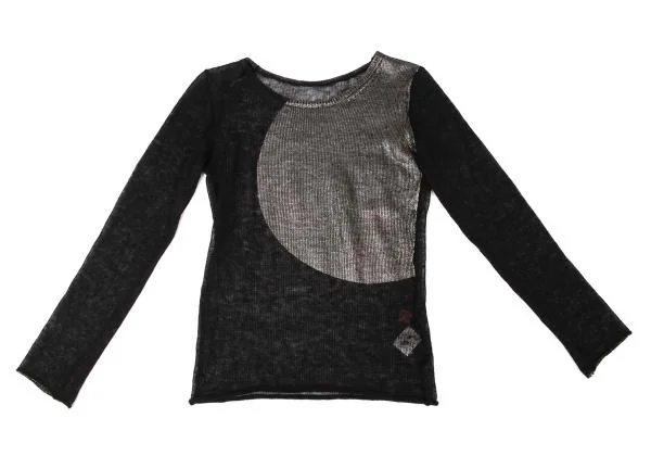 Y's red Label Linen Shiny Bicolor Mesh Knit Top K-145164_002