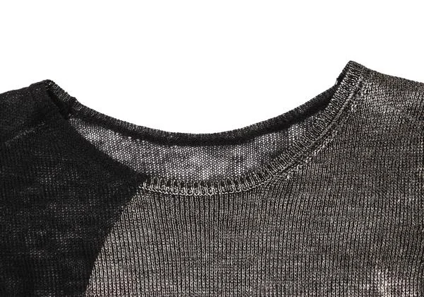 Y's red Label Linen Shiny Bicolor Mesh Knit Top K-145164_004