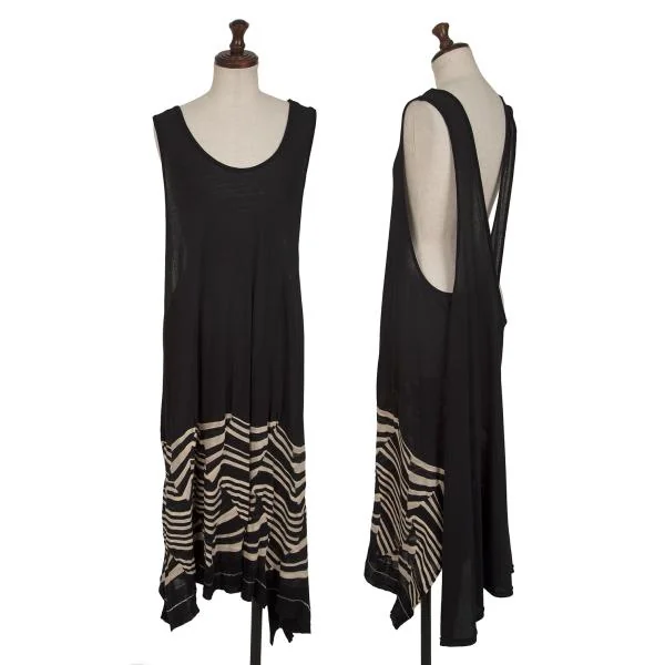 Y's Striped Switching Dress Black 2 K-145258_001