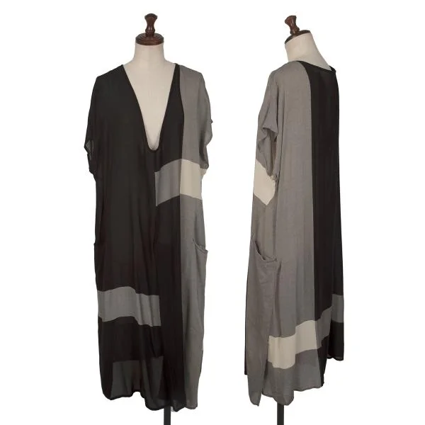 Y's Colour Blocking French Sleeve Dress Black 2 K-145262_001