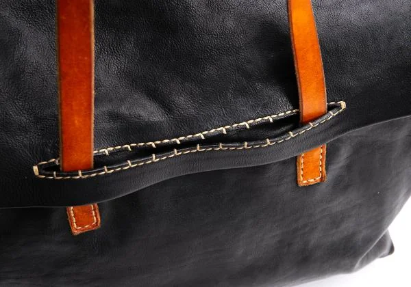 HENRY CUIR Stitch Design Flap Leather Hand Bag K-145300_013