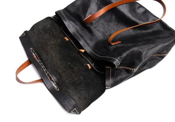 HENRY CUIR Stitch Design Flap Leather Hand Bag K-145300_014