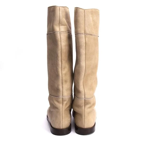 HENRY CUIR Patched Leather Long Boots K-145304_011