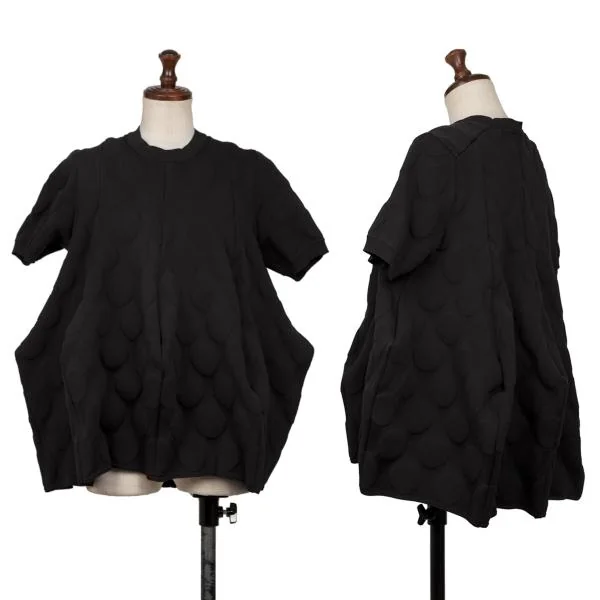 コムデギャルソンCOMME des GARCONS ドットジャガード二次元半袖ニット 黒S K-145325_001