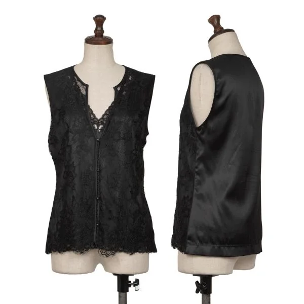 DOLCE&GABBANA Lace Layered Sleeveless Cardigan Black S-M K-145361_001