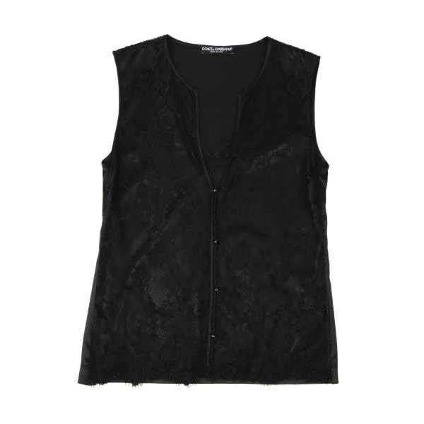 DOLCE&GABBANA Lace Layered Sleeveless Cardigan K-145361_002