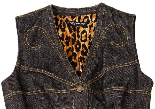 DOLCE&GABBANA Leopard Lining Denim Vest K-145367_003