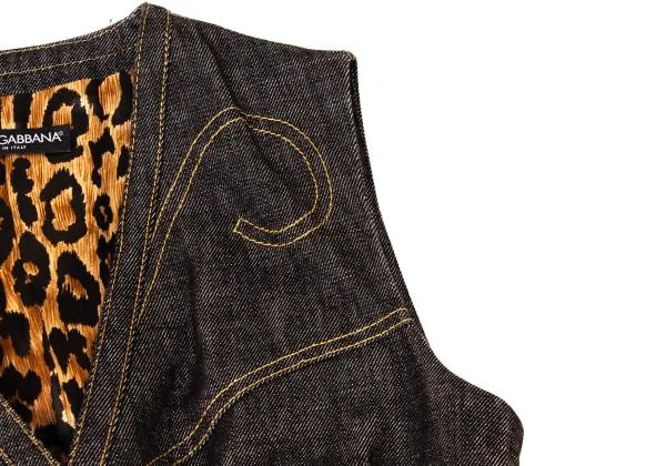 DOLCE&GABBANA Leopard Lining Denim Vest K-145367_007