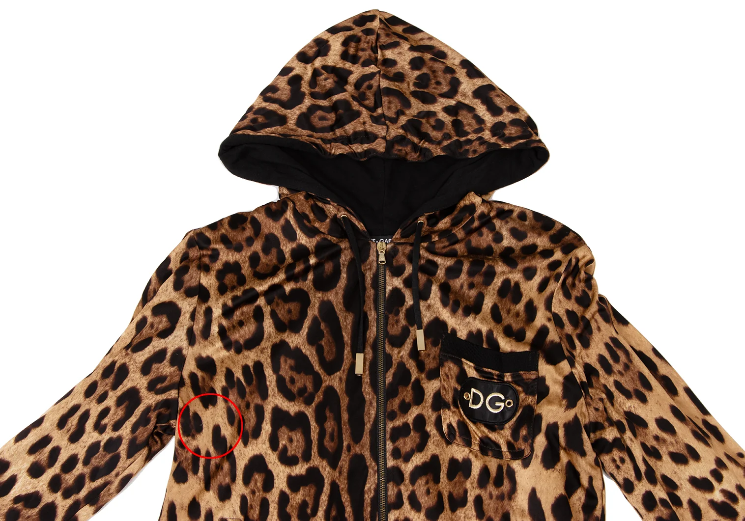 パーカー・フーディ Dolce & Gabbana SWEATSHIRT WITH LEOPARD PRINT Dolce & Gabbana Men's Black Leopard Flocked Cotton Jersey