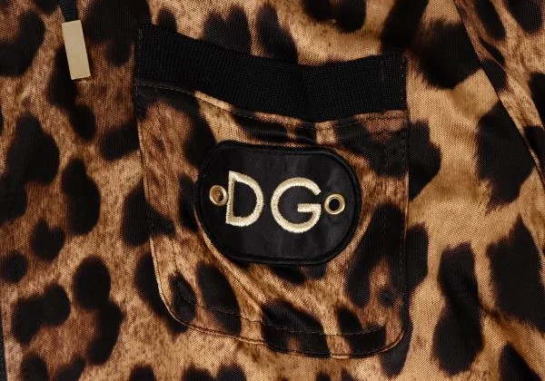 ドルチェ&ガッバーナDOLCE&GABBANA コットンレオパードジップアップフーディー 茶黒ゴールド40 K-145371_007