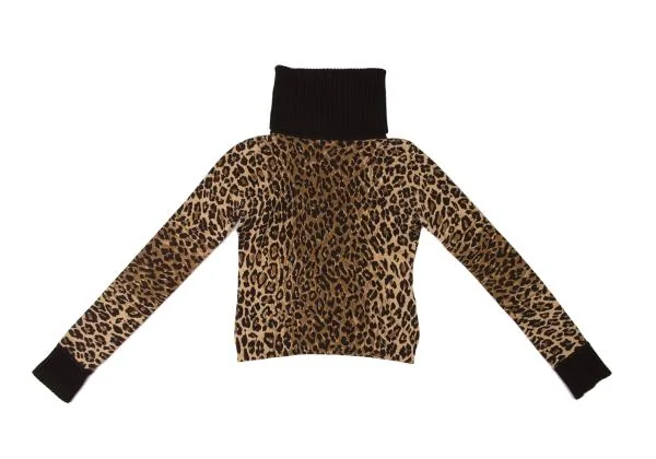ドルチェ&ガッバーナDOLCE&GABBANA カシミヤレオパードタートルネックニット 茶ベージュ40 K-145372_002