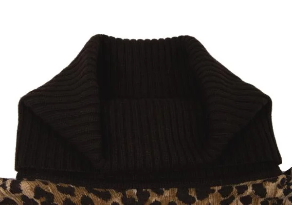 ドルチェ&ガッバーナDOLCE&GABBANA カシミヤレオパードタートルネックニット 茶ベージュ40 K-145372_005