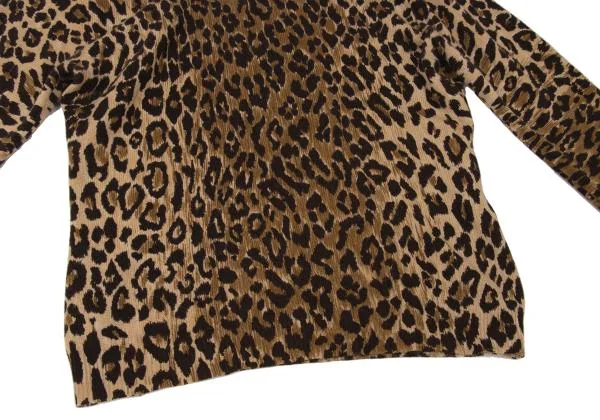 ドルチェ&ガッバーナDOLCE&GABBANA カシミヤレオパードタートルネックニット 茶ベージュ40 K-145372_010