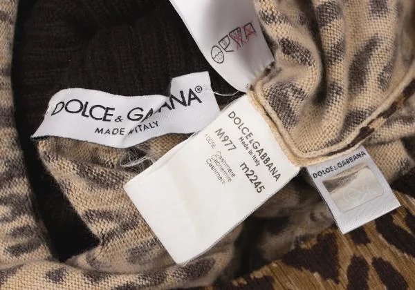 ドルチェ&ガッバーナDOLCE&GABBANA カシミヤレオパードタートルネックニット 茶ベージュ40 K-145372_015