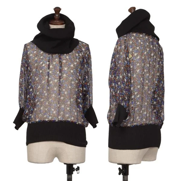 DOLCE&GABBANA Dot Print Switching Turtleneck Knit Multi-Color 40 K-145373_001