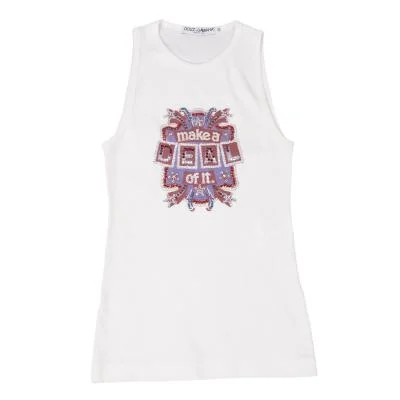 DOLCE&GABBANA Cotton Sequins Design Tank Top