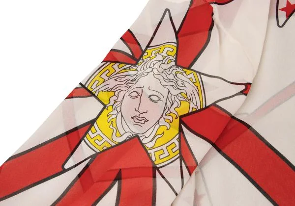 ジャンニヴェルサーチGIANNI VERSACE スタープリントボタンフライシャツ 赤黄オフホワイト40 K-145388_009