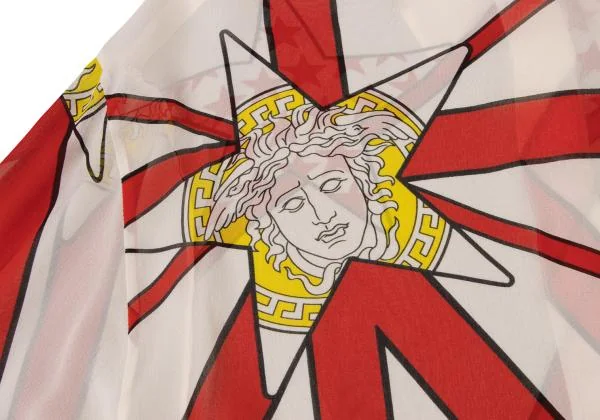 ジャンニヴェルサーチGIANNI VERSACE スタープリントボタンフライシャツ 赤黄オフホワイト40 K-145388_017