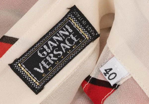 ジャンニヴェルサーチGIANNI VERSACE スタープリントボタンフライシャツ 赤黄オフホワイト40 K-145388_020