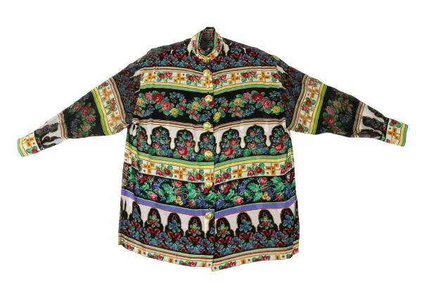 ジャンニヴェルサーチGIANNI VERSACE フラワープリントボタンデザインシャツ マルチ40 K-145393_002