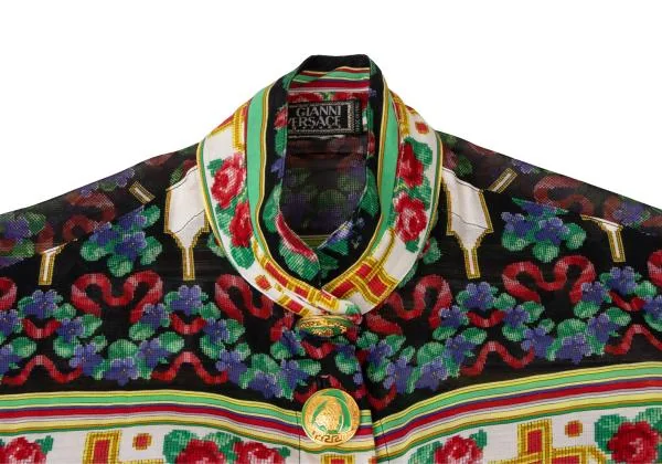 ジャンニヴェルサーチGIANNI VERSACE フラワープリントボタンデザインシャツ マルチ40 K-145393_005