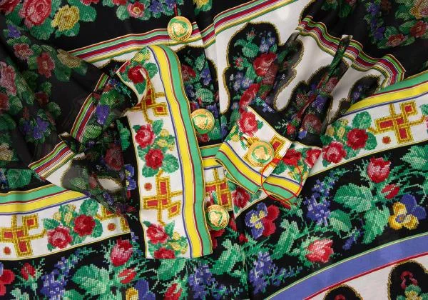 ジャンニヴェルサーチGIANNI VERSACE フラワープリントボタンデザインシャツ マルチ40 K-145393_008