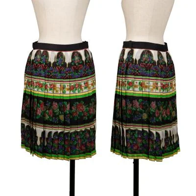 GIANNI VERSACE Floral Printed Pleats Skirt