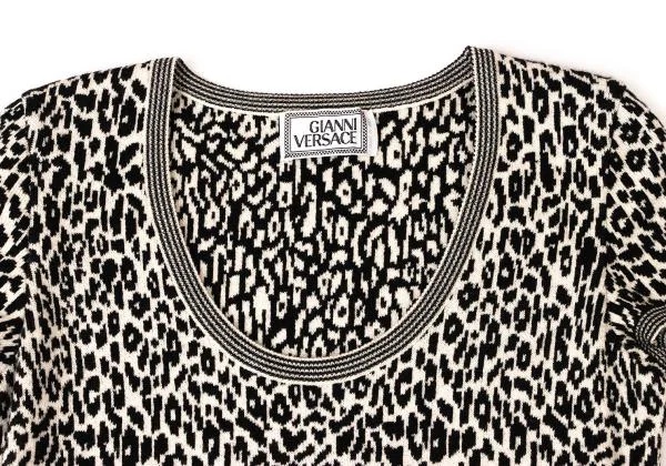 ジャンニヴェルサーチGIANNI VERSACE 総柄半袖ニットチュニック 黒白M位 K-145397_004