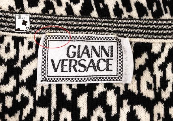 ジャンニヴェルサーチGIANNI VERSACE 総柄半袖ニットチュニック 黒白M位 K-145397_017
