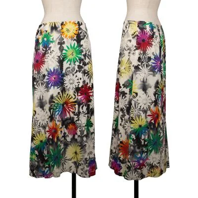 GIANNI VERSACE Floral Print Silk Stretch Skirt