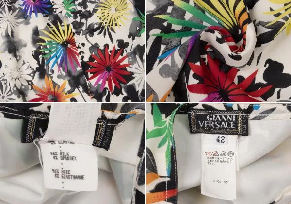 ジャンニヴェルサーチGIANNI VERSACE フラワープリントシルクストレッチスカート マルチ42 K-145399_020