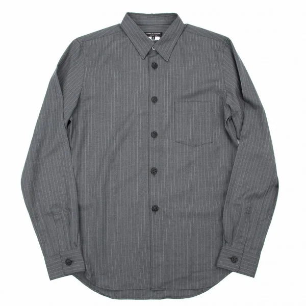 【SALE】新品！コムデギャルソン オムプリュスCOMME des GARCONS HOMME PLUS パープルストライプ長袖ウールシャツ