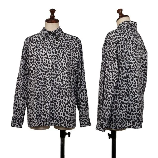ジャンニヴェルサーチGIANNI VERSACE アニマル柄ボタンフライシャツ 黒白42 K-145403_001