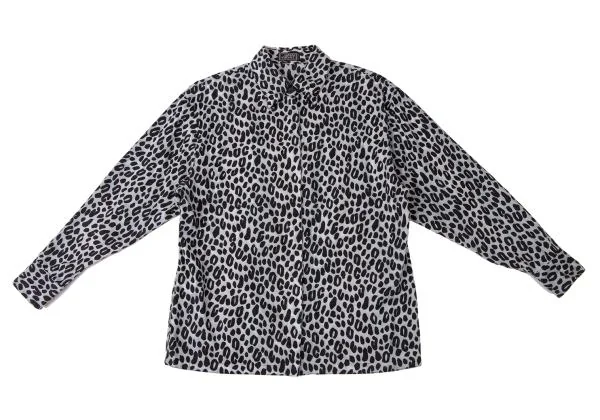 ジャンニヴェルサーチGIANNI VERSACE アニマル柄ボタンフライシャツ 黒白42 K-145403_002