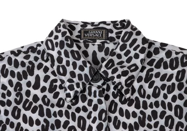 ジャンニヴェルサーチGIANNI VERSACE アニマル柄ボタンフライシャツ 黒白42 K-145403_003