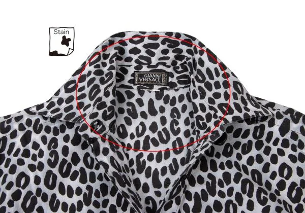 ジャンニヴェルサーチGIANNI VERSACE アニマル柄ボタンフライシャツ 黒白42 K-145403_004