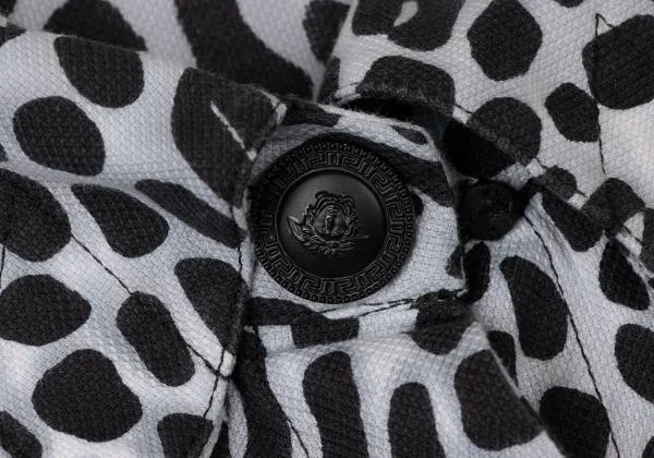 ジャンニヴェルサーチGIANNI VERSACE アニマル柄ボタンフライシャツ 黒白42 K-145403_005